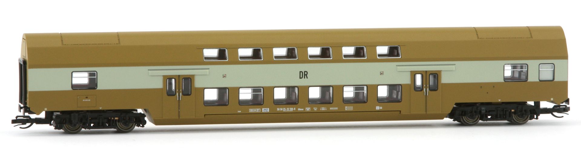 Roco 6280013-DB - 2er Set Dosto Senftöpfe RAL 8000, DR, Ep.IV, 2 Mittelwagen, digitale Innenbeleuchtung