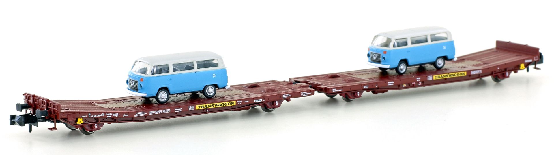 Hobbytrain H23782 - Flachwagen TWA 800A Ladks mit 2x VW T2, Transwaggon, Ep.VI