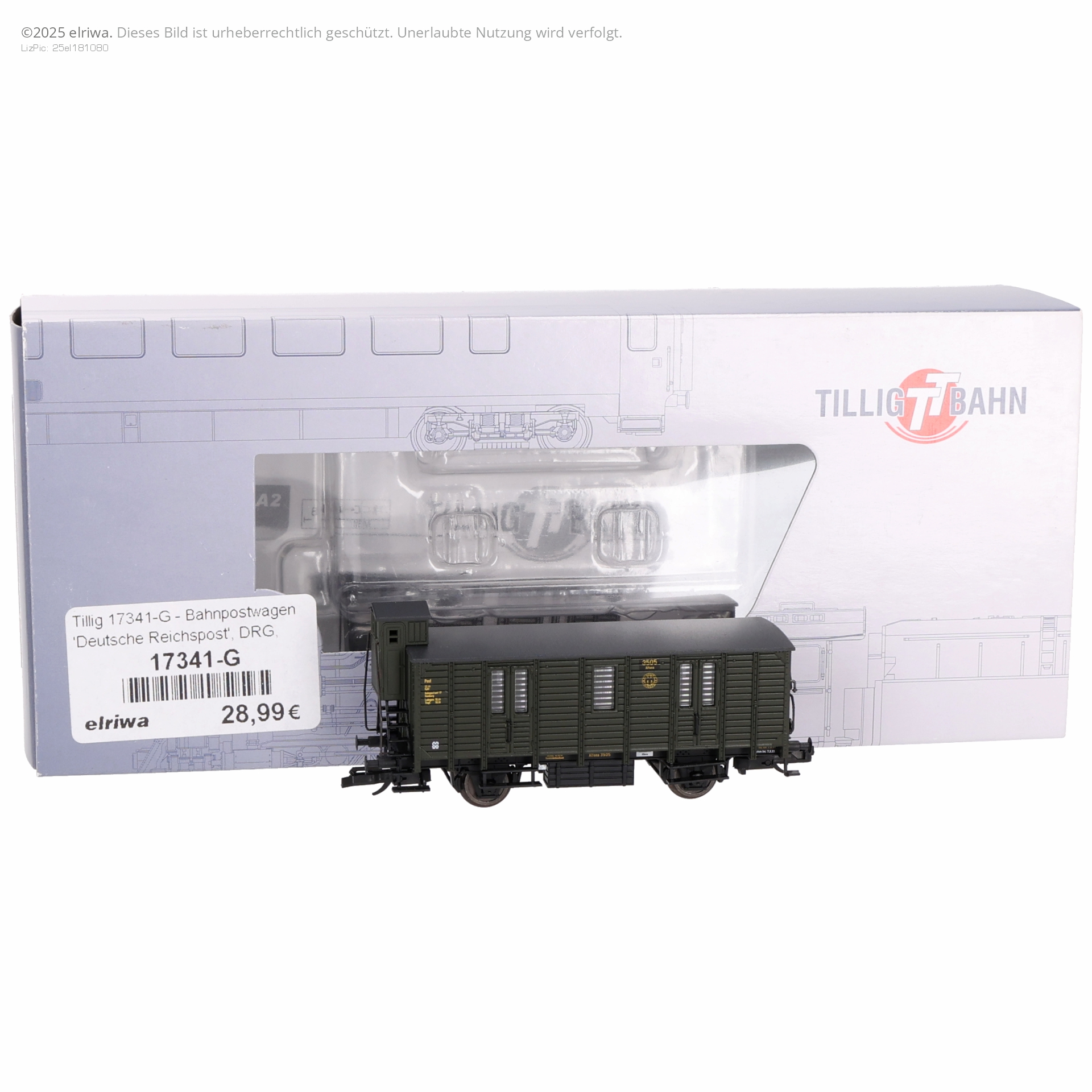 Tillig 17341-G - Bahnpostwagen 'Deutsche Reichspost', DRG, Ep.II Tillig 17341-G - Bahnpostwagen 'Deutsche Reichspost', DRG, Ep.II