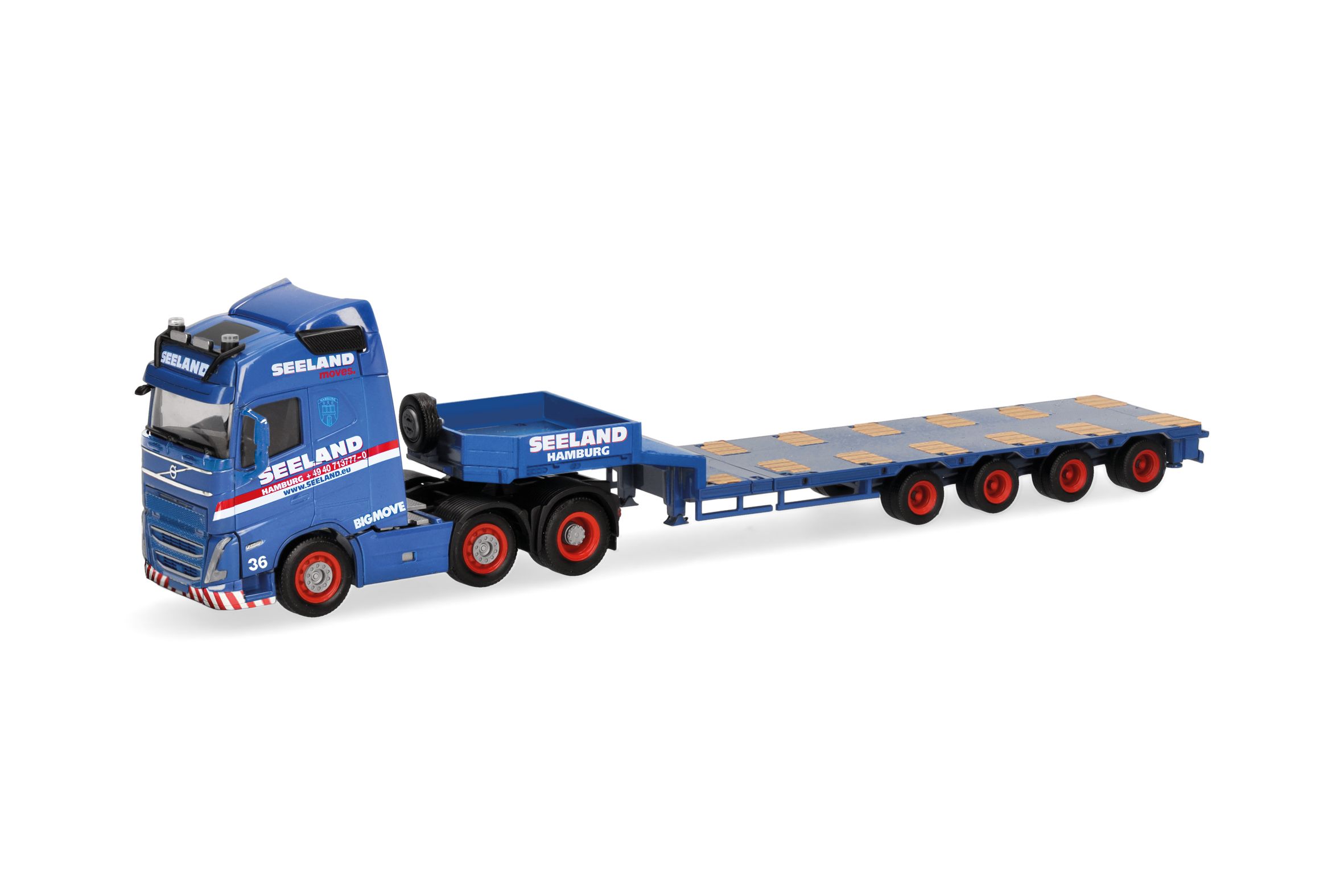 Herpa 319805 - Volvo FH GL 2020 6x2 Semitieflade-Sattelzug "Seeland" Herpa 319805 - Volvo FH GL 2020 6x2 Semitieflade-Sattelzug "Seeland"