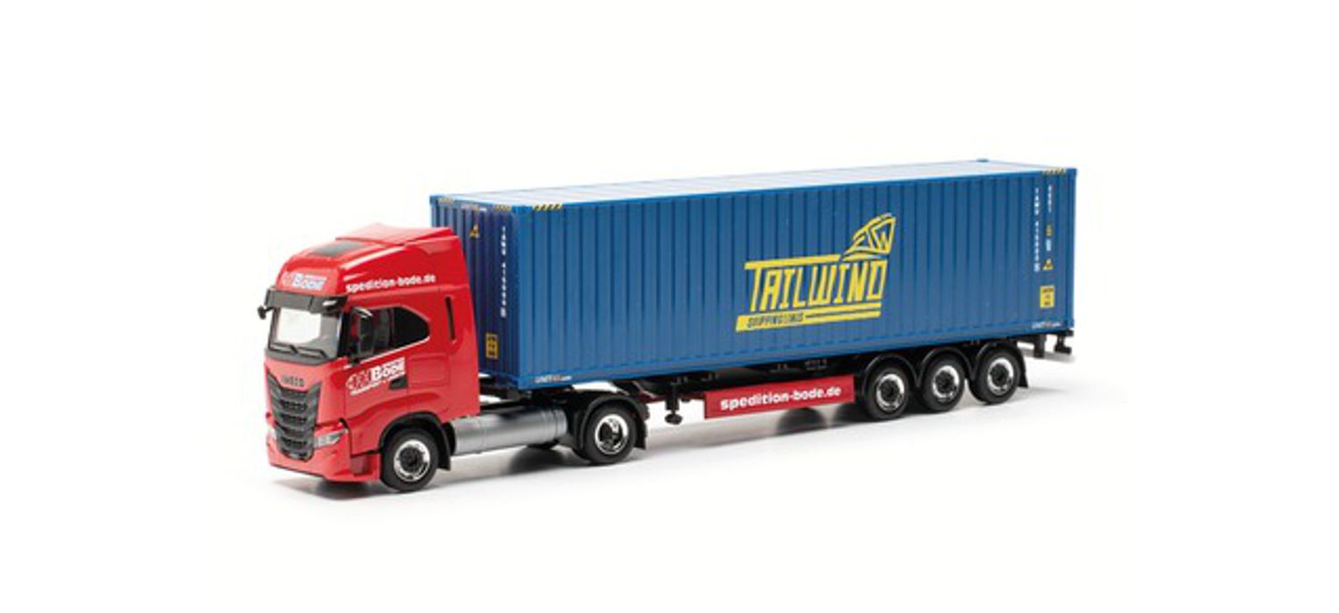 Herpa 317368 - Iveco S-Way LNG Container-Sattelzug 'HH Bode/Tailwind'
