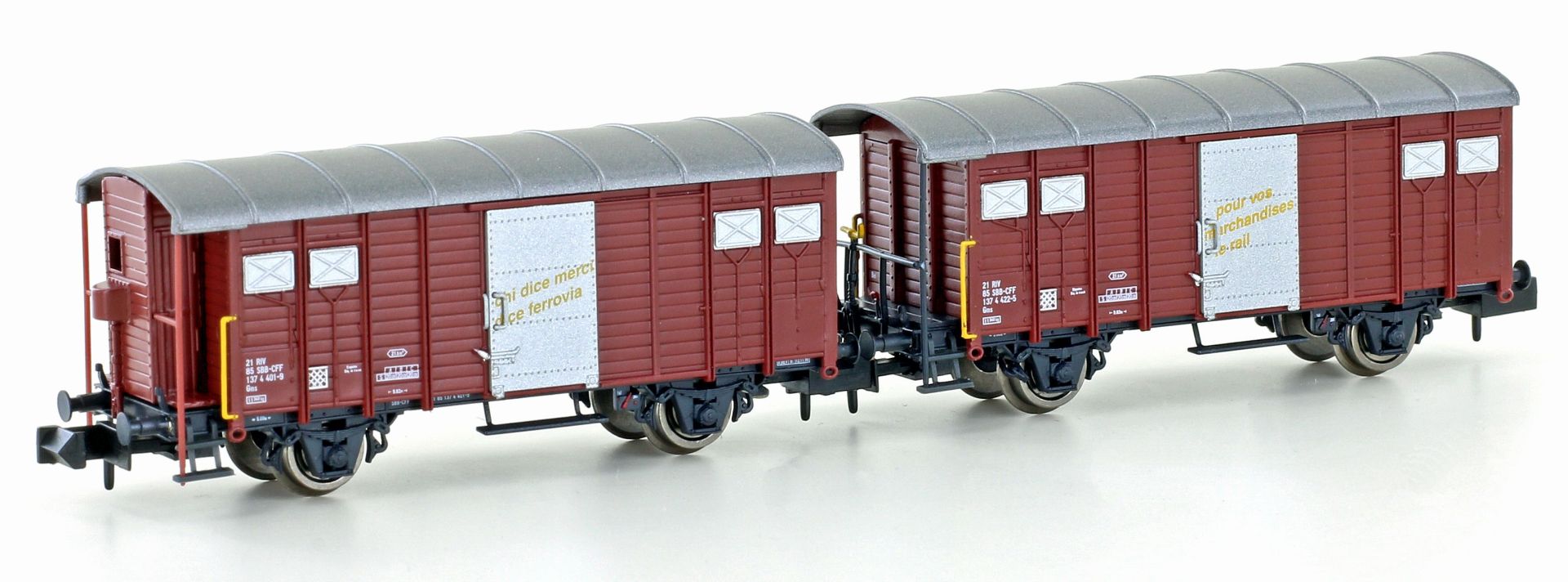 Hobbytrain H24251 - 2er Set Gedeckte Güterwagen K3, SBB, Ep.IV