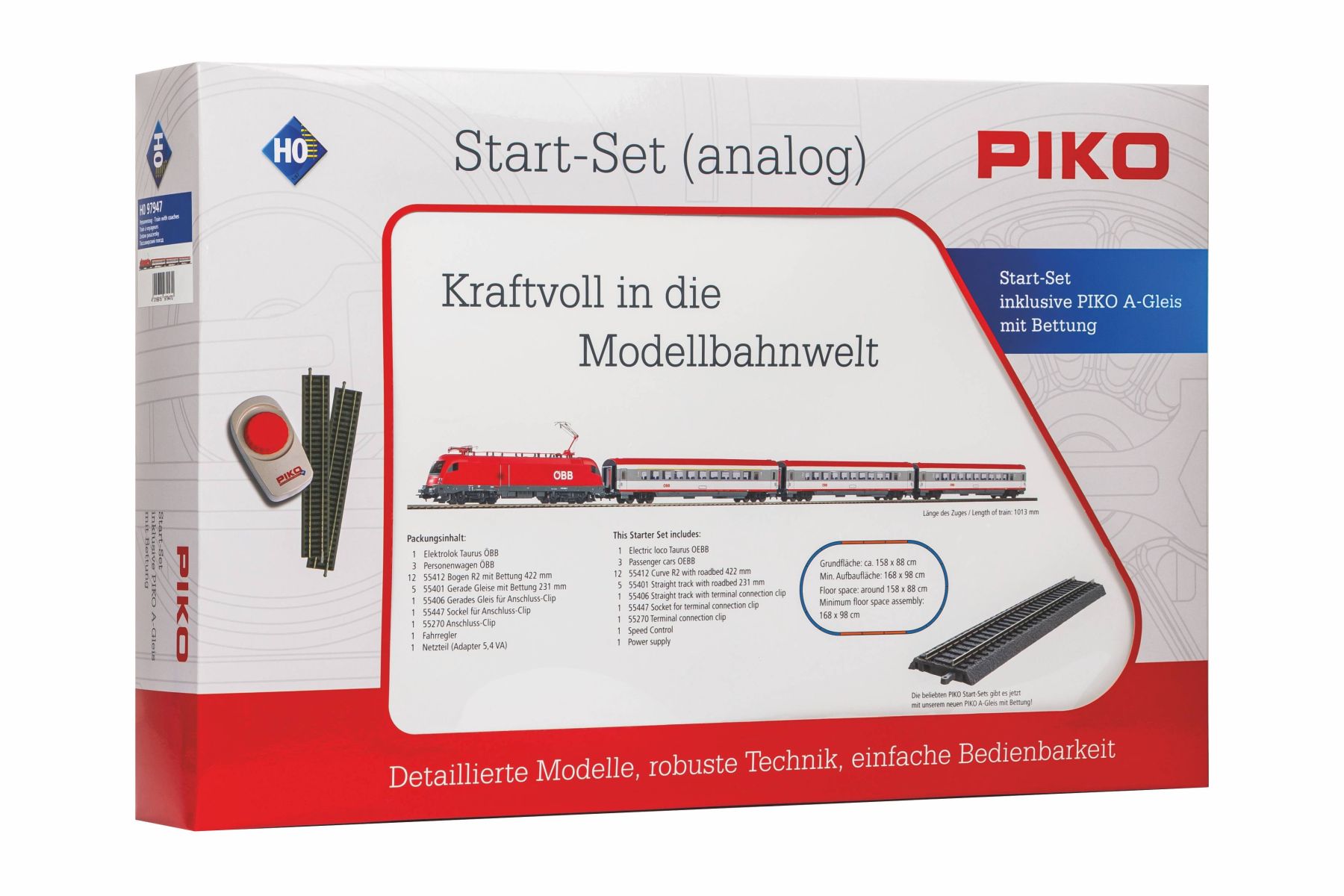 Piko 97947 - Analoges Startset mit Taurus und Personenzug, ÖBB, Ep.V, A-Gleis mit Bettung Piko 97947 - Analoges Startset mit Taurus und Personenzug, ÖBB, Ep.V, A-Gleis mit Bettung