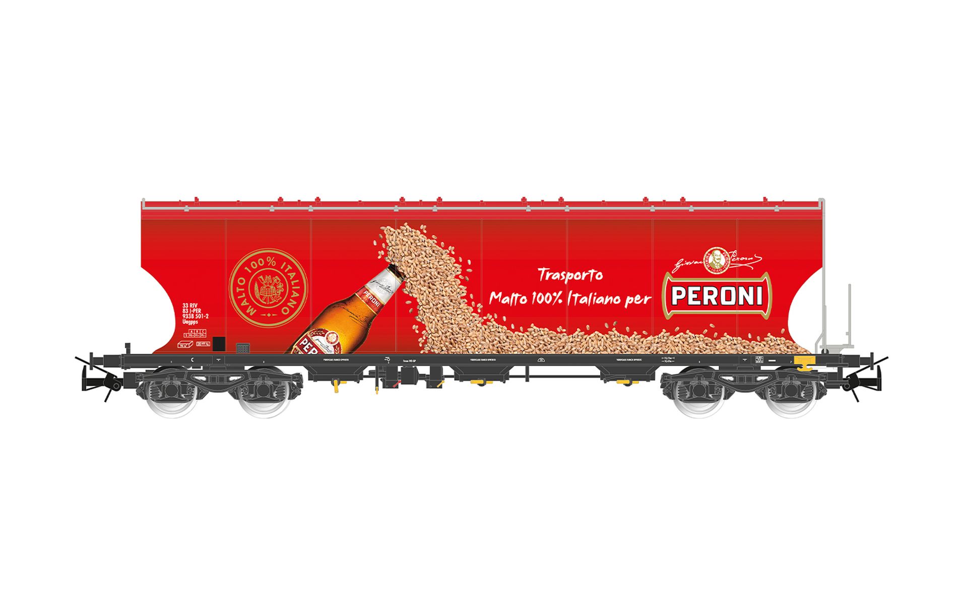 Rivarossi HR6679 - Getreidesilowagen, Trasporto Malto 100% Italiano per PERONI, Ep. VI