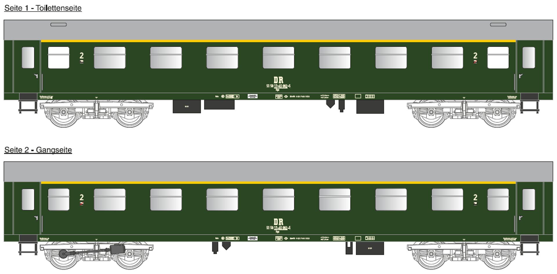 Tillig 502360 - 3er Set Modernisierungswagen 1. und 2. Klasse, DR, Ep.IV, Set 1