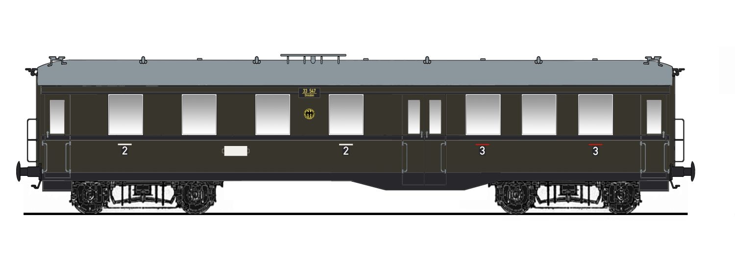 Saxonia 120001 - Personenwagen Bauart 'Altenberg', 2./3. Klasse, DRG, Ep.II