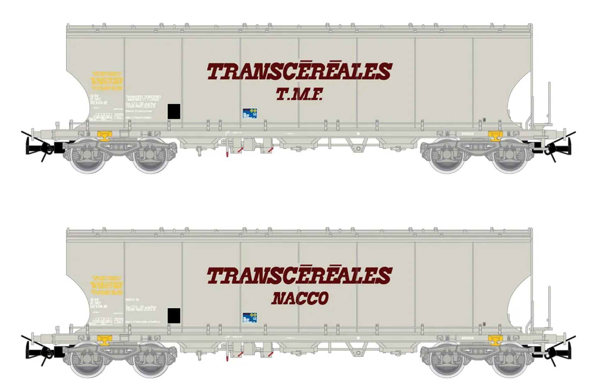 Jouef HJ6270 - 2er Set Getreidewagen 'Transcéréales Nacco', SNCF, Ep.IV