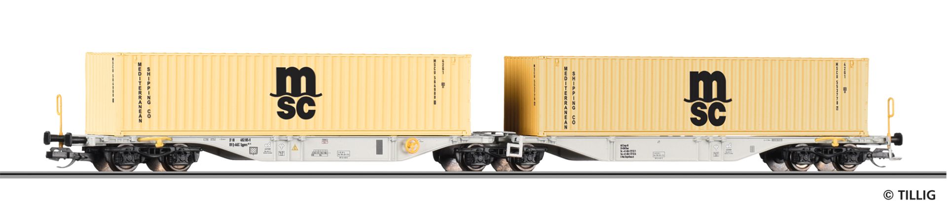 Tillig 18077 - Containertragwagen Sggmrs  mit Containern, AAE, Ep.VI