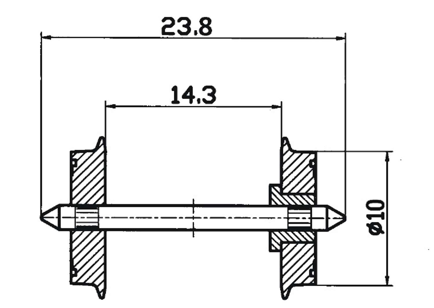 Roco 40180 - Radsatz 10 mm, Achslänge 23,8 mm, 2 Stück