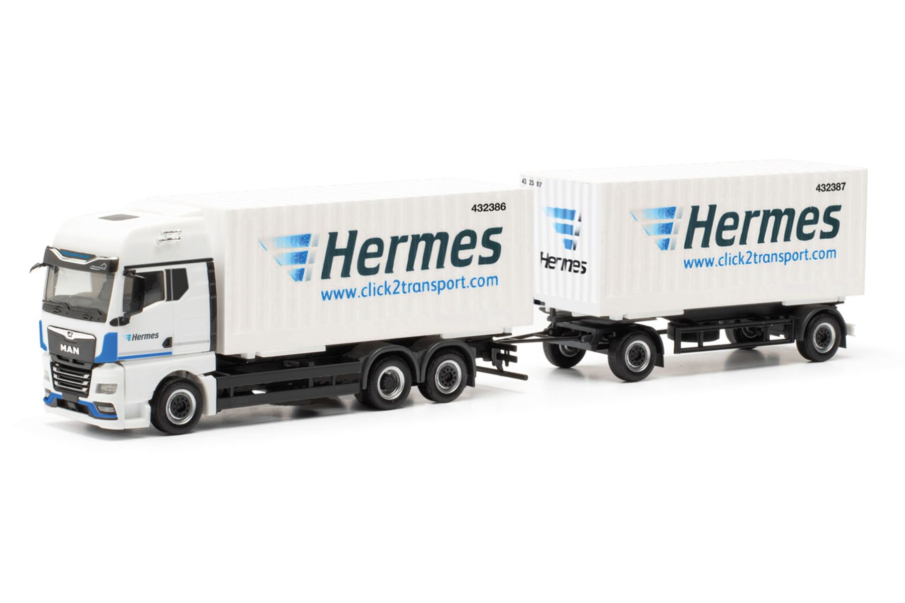 Herpa 317658 - MAN TGX GX Wechselkoffer-Hängerzug "Hermes"