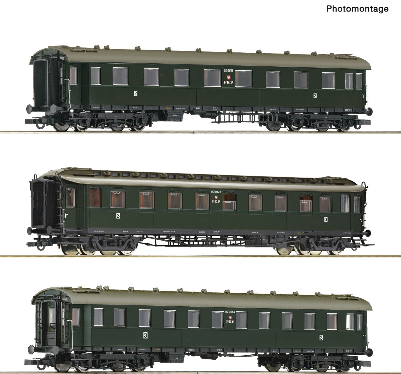 Roco 6200112 - 3er Set Personenwagen, PKP, Ep.III