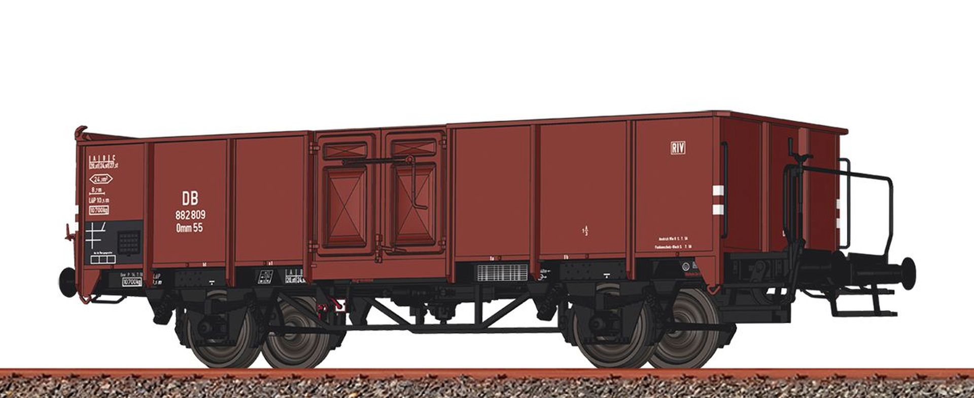 Brawa 50058 - Offener Güterwagen Omm 55, DB, Ep.III