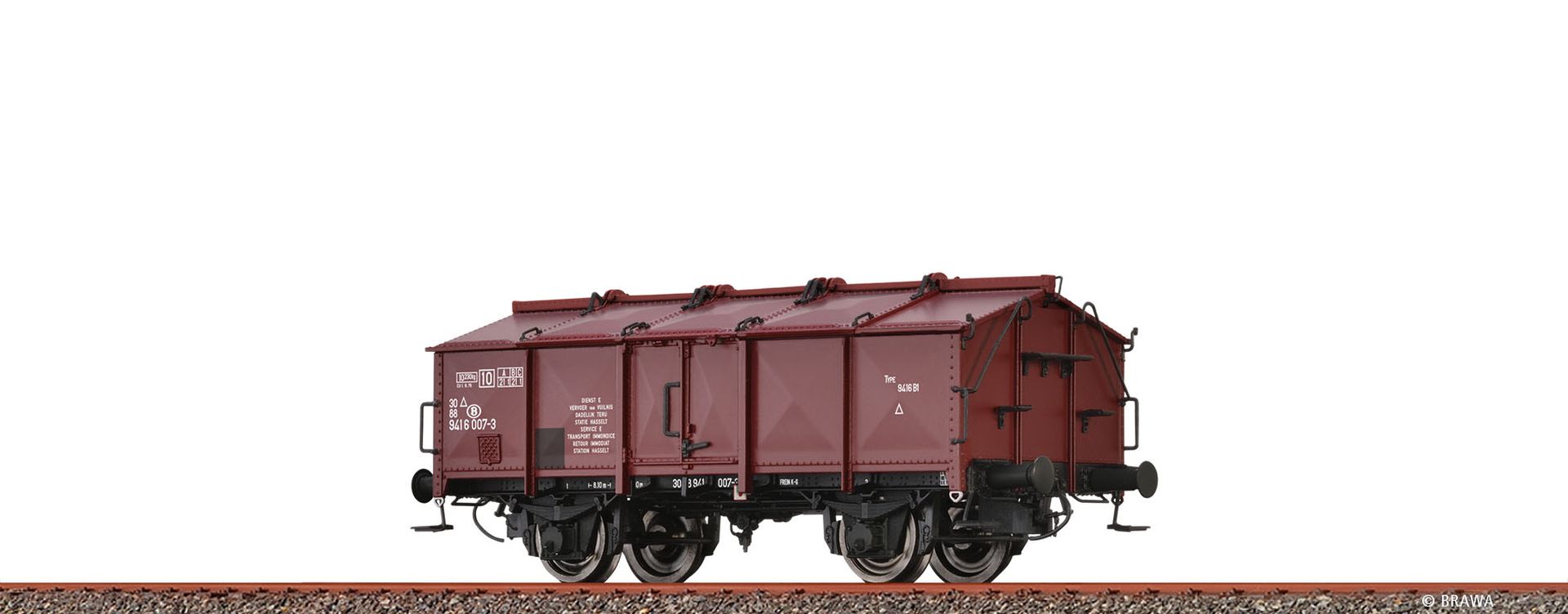 Brawa 50569 - Klappdeckelwagen K, SNCB, Ep.III