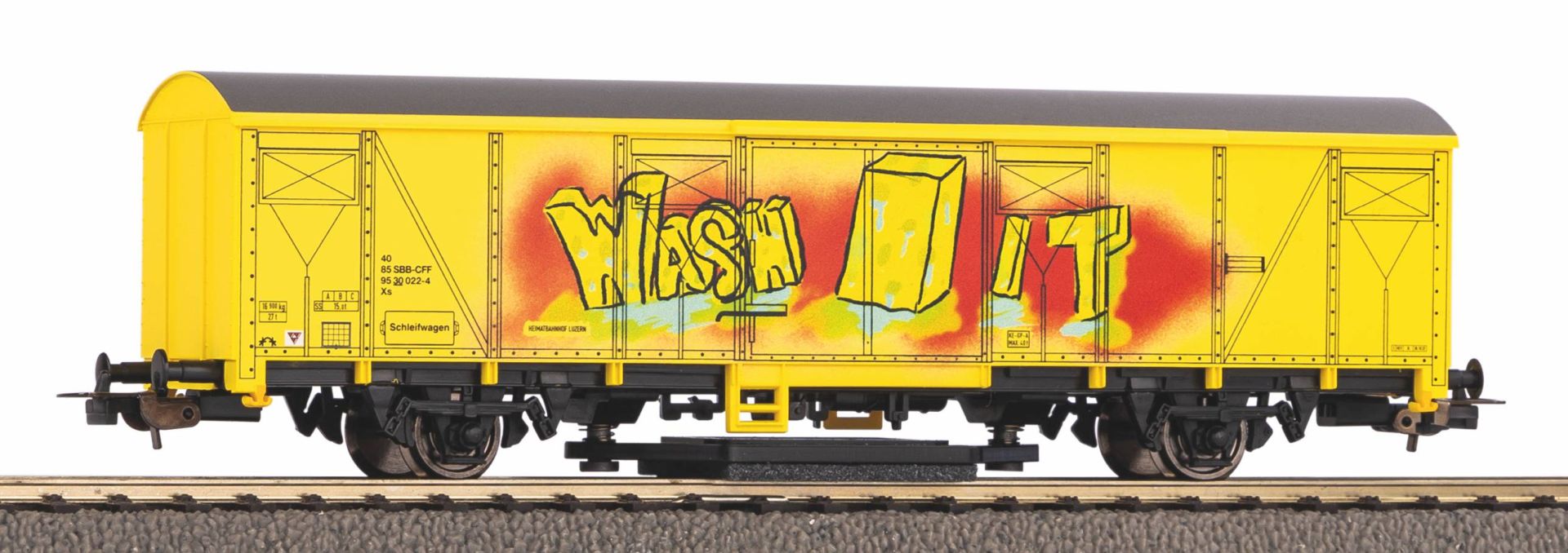 Piko 54309 - Schienenreinigungswagen gelb mit Graffiti, SBB, Ep.V