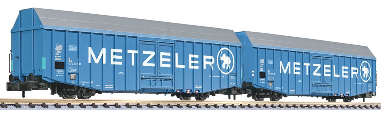 Liliput 260161 - 2er Set gedeckte Güterwagen Hbbks, DB, Ep.IV 'METZELER'