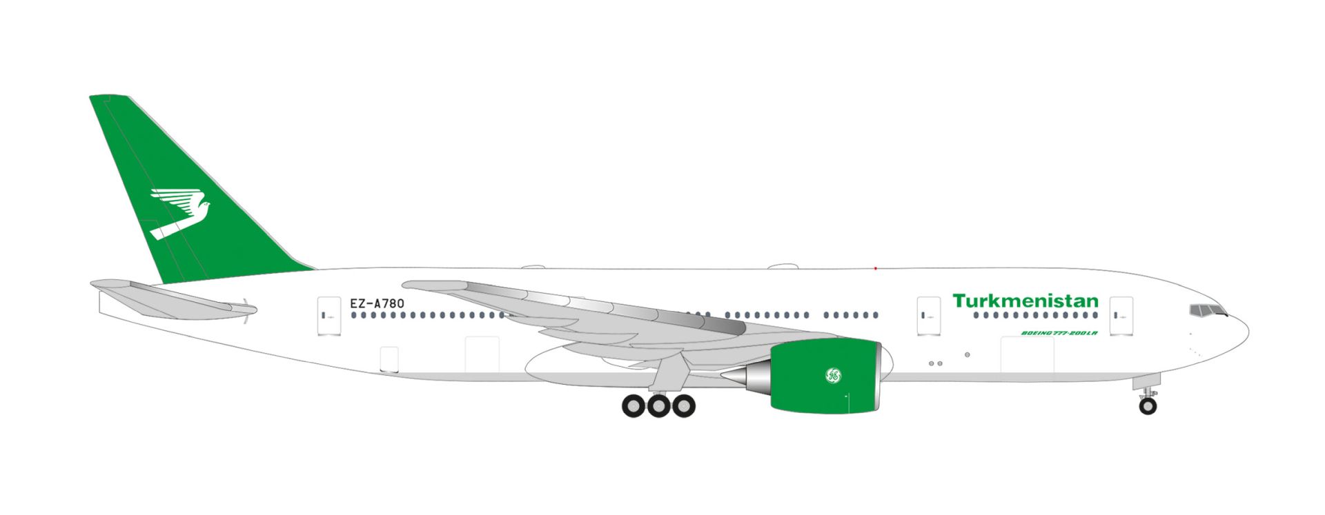 Herpa 538558 - Turkmenistan Airlines Boeing 777-200LR Herpa 538558 - Turkmenistan Airlines Boeing 777-200LR