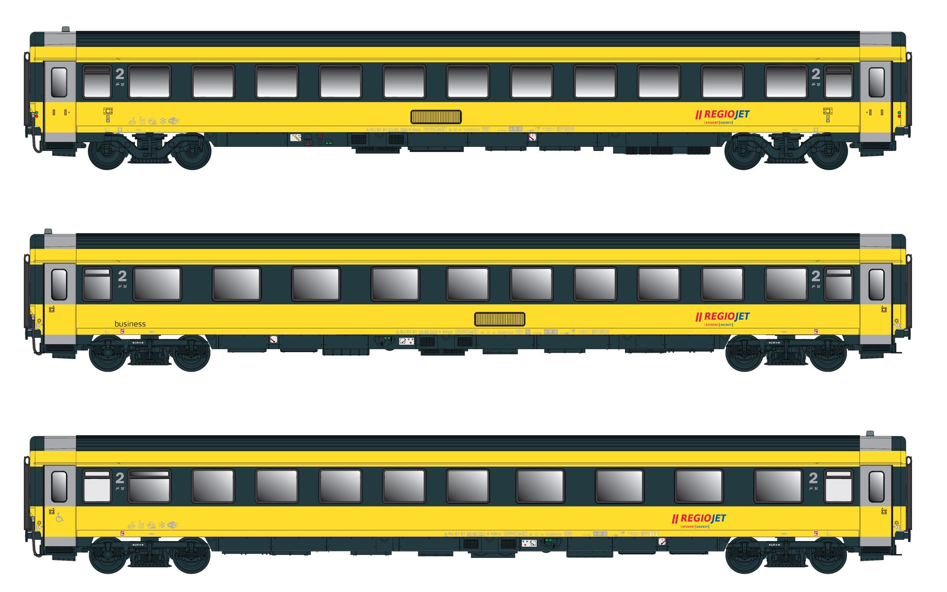 ACME AC 55174 - 3er Set Personenwagen, RegioJet, Ep.VI