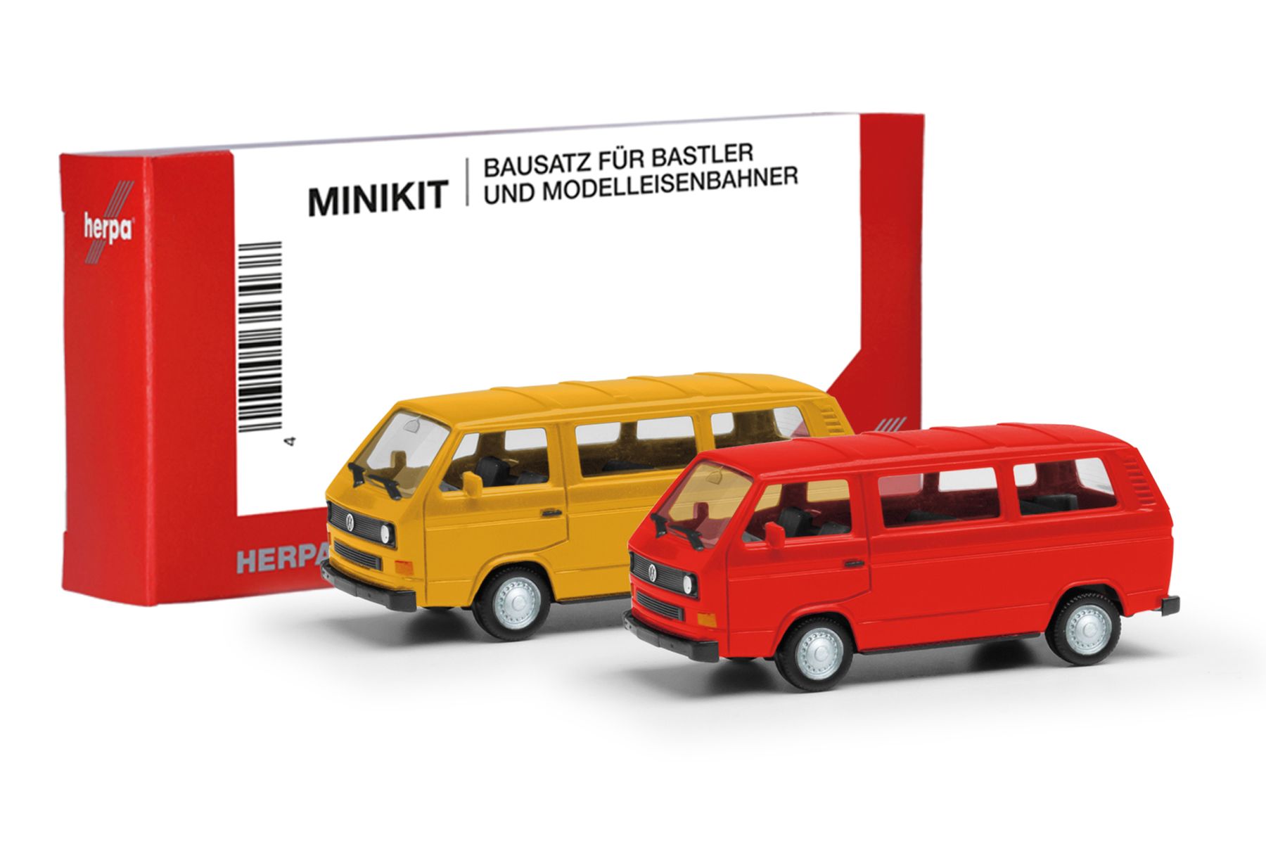 Herpa 013093-005 - MiniKit Volkswagen (VW) T3 Bus ginstergelb und feuerrot, 2 Stück