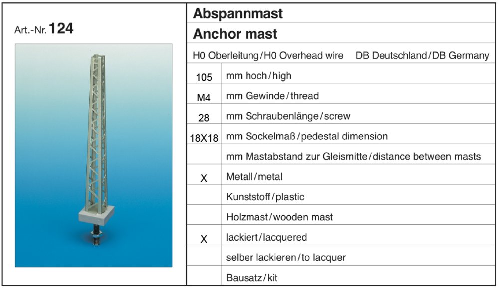 Sommerfeldt 124 - 2 Abspannmasten, 105mm hoch, lackiert