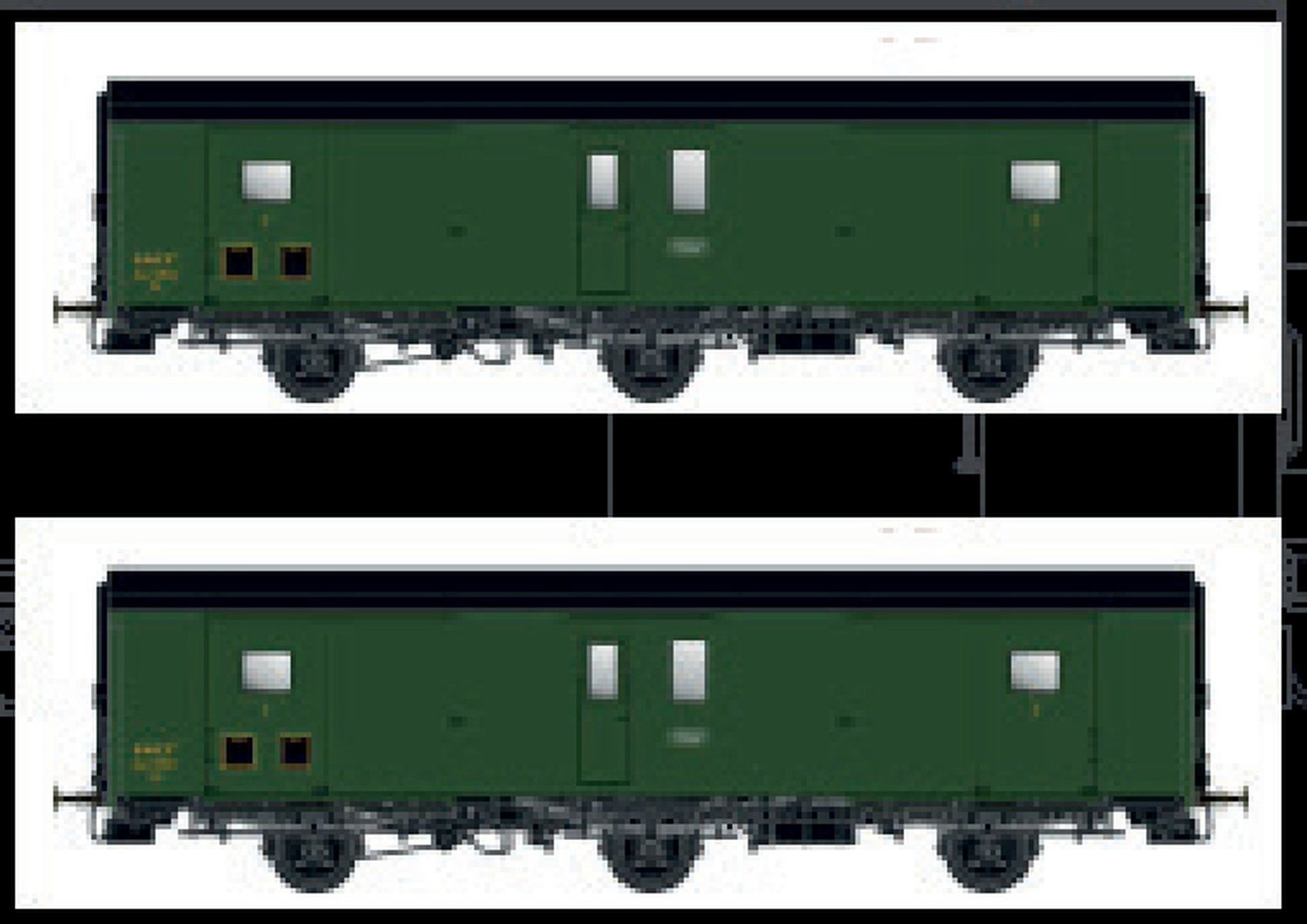 L.S. Models MW104 - 2er Set Packwagen Dqd2m, SNCF, Ep.III, mit Schlußlicht