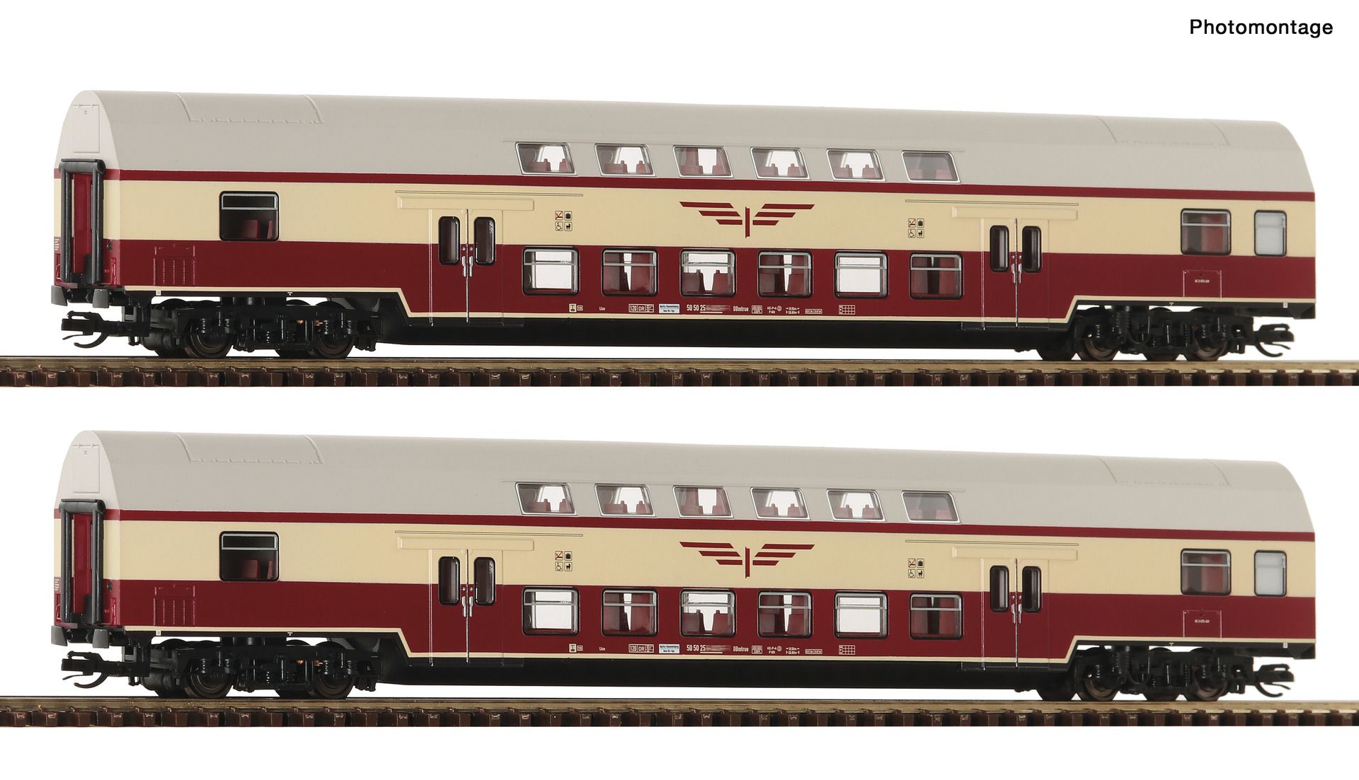 Roco 6280046 - 2er Set Doppelstockwagen 'Sputnik', DR, Ep.IV, DC-Digital