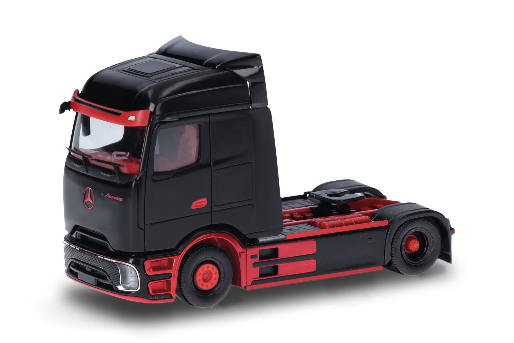 Herpa 318211 - Mercedes-Benz eActros 600 Procabin Solozugmaschine 2achs, schwarz/rot