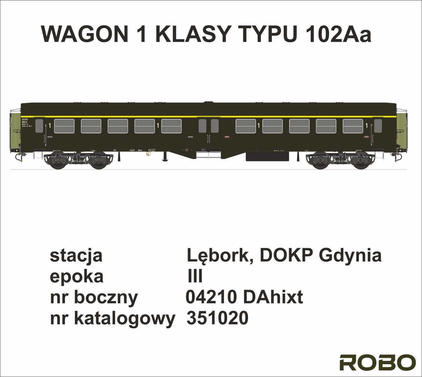 Robo 351020 - Personenwagen 102Aa 'Ryflak', 1. Klasse, Lebork, PKP, Ep.III