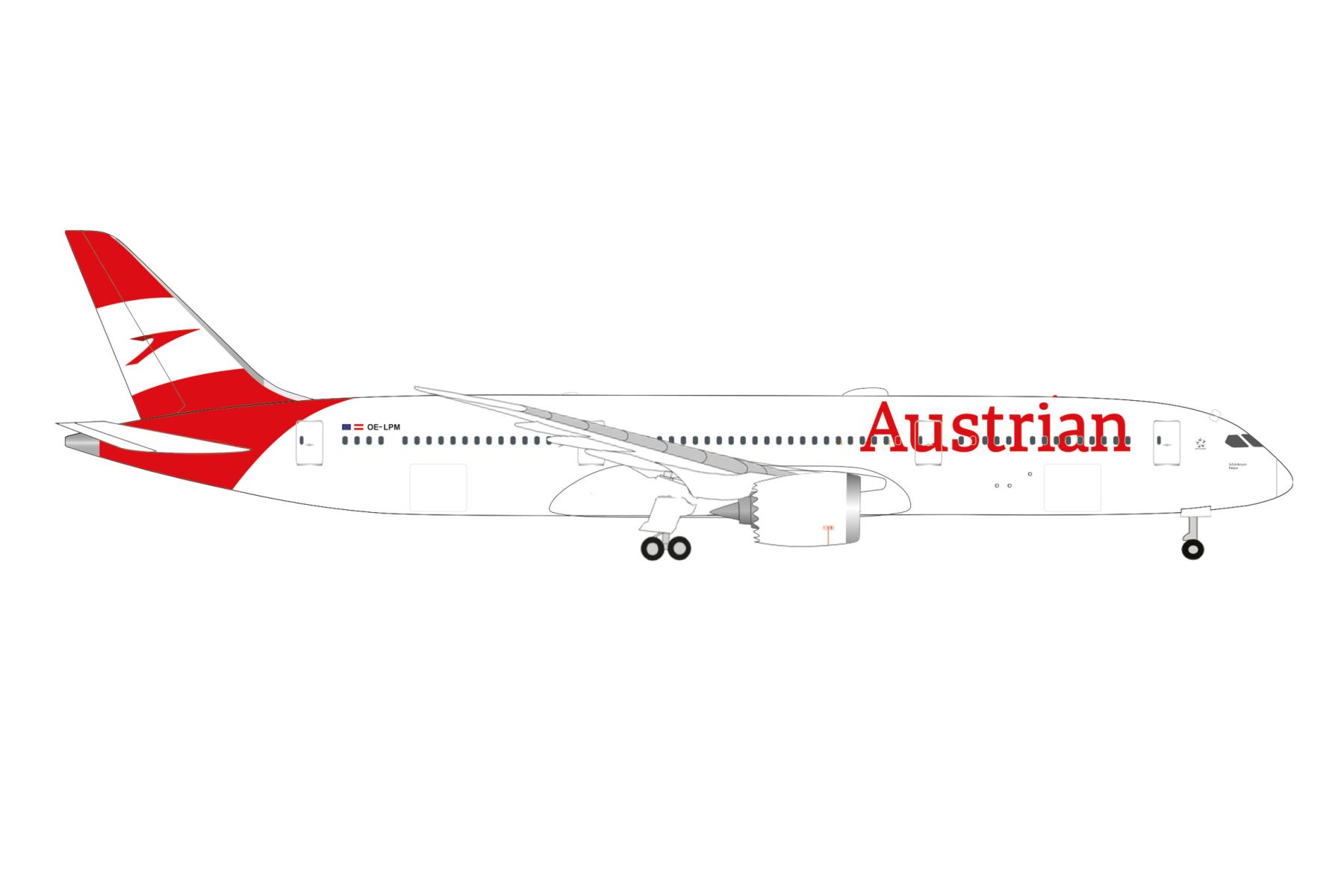 Herpa 537834 - Austrian Airlines Boeing 787-9 Dreamliner