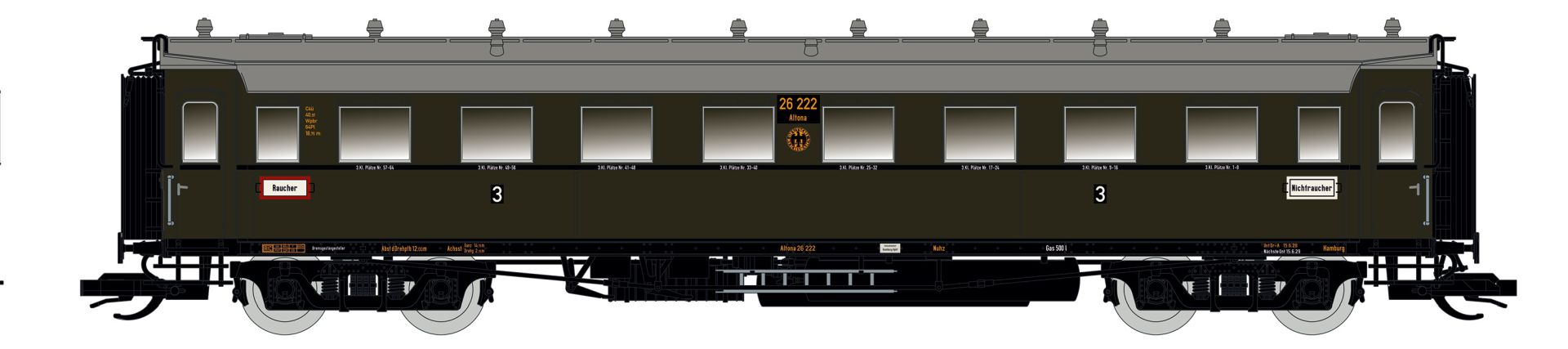 Saxonia 120180 - Personenwagen C4üSa07, DRG, Ep.II, mit Innenbeleuchtung