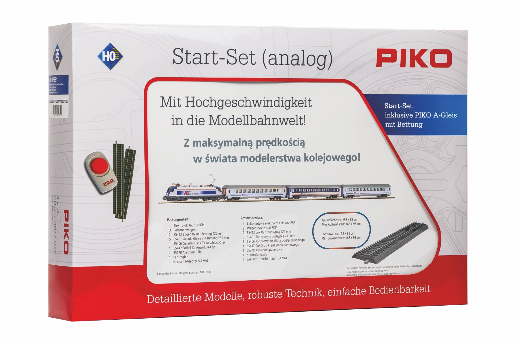 Piko 97931 - Analoges Startset mit Taurus und Personenzug, PKP-IC, Ep.VI, A-Gleis mit Bettung Piko 97931 - Analoges Startset mit Taurus und Personenzug, PKP-IC, Ep.VI, A-Gleis mit Bettung