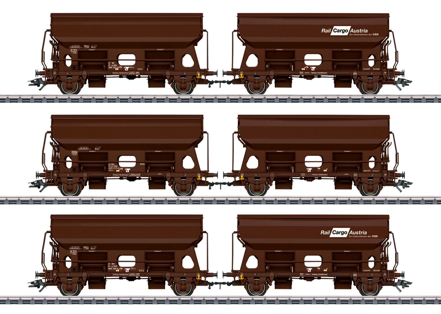 Märklin 46308 - 3er Set Schwenkdachwagenpaare, Rail-Cargo-Austria, Ep.VI