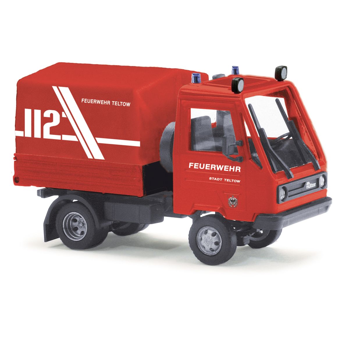 Busch 42251 - Multicar M26 mit Plane, Feuerwehr Teltow, Bj. 1991