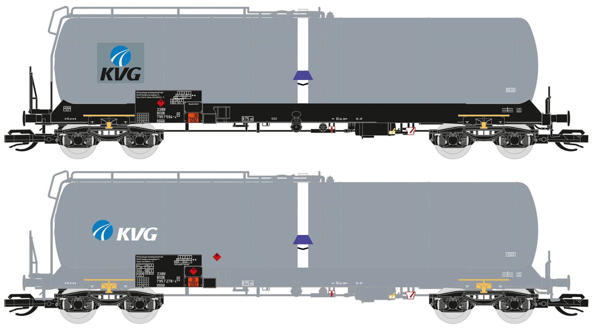 Saxonia 120214 - 2er Set Kesselwagen Zas, 8109, KVG, Ep.V