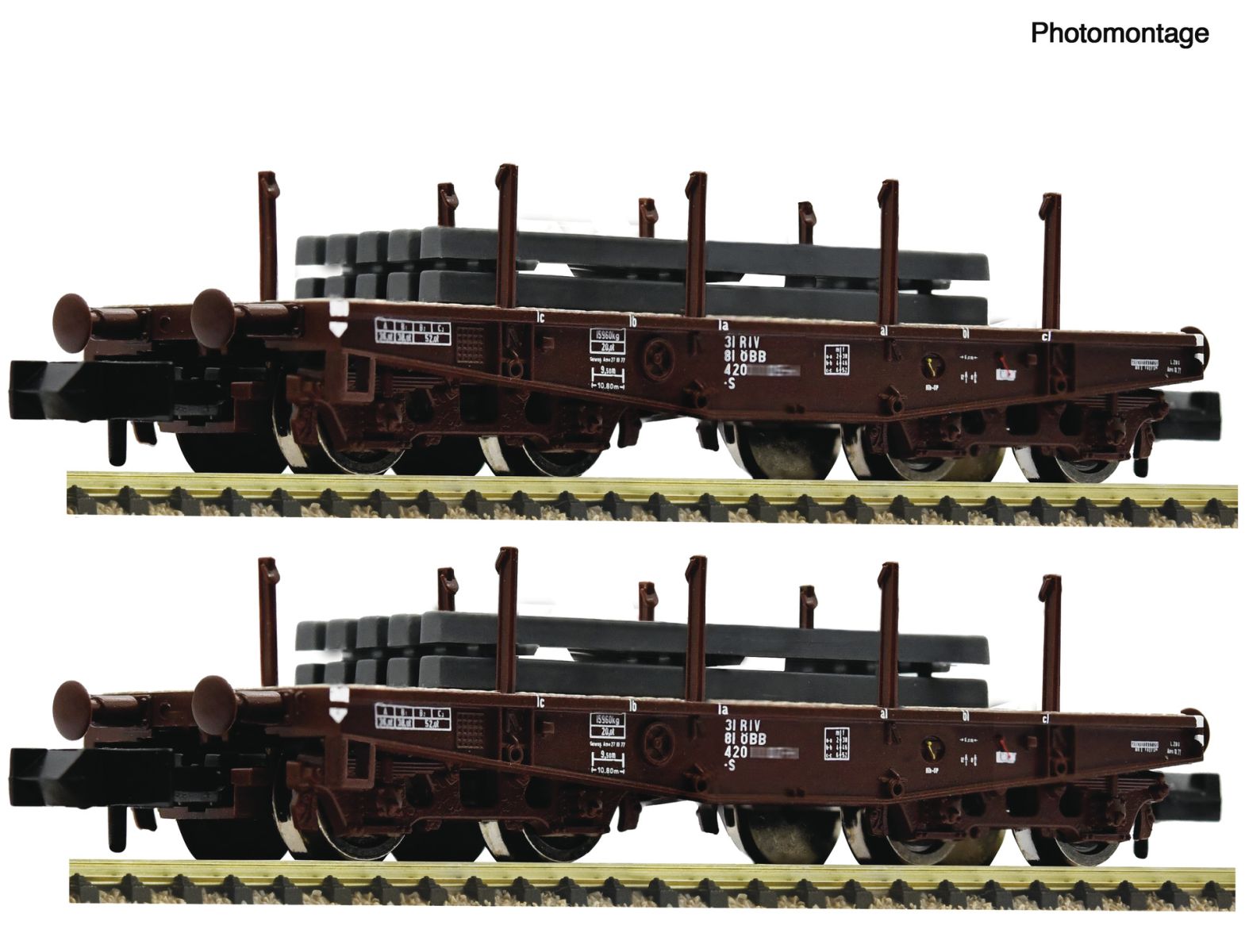 Fleischmann 6660135 - 2er Set Schwerlastwagen mit Brammen, ÖBB, Ep.IV