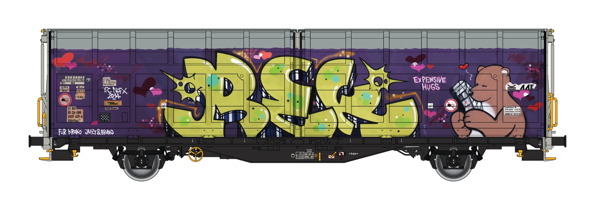 Albert Modell 245056 - Schiebewandwagen Hbbillns, CH-SBB, Ep.VI, Graffiti