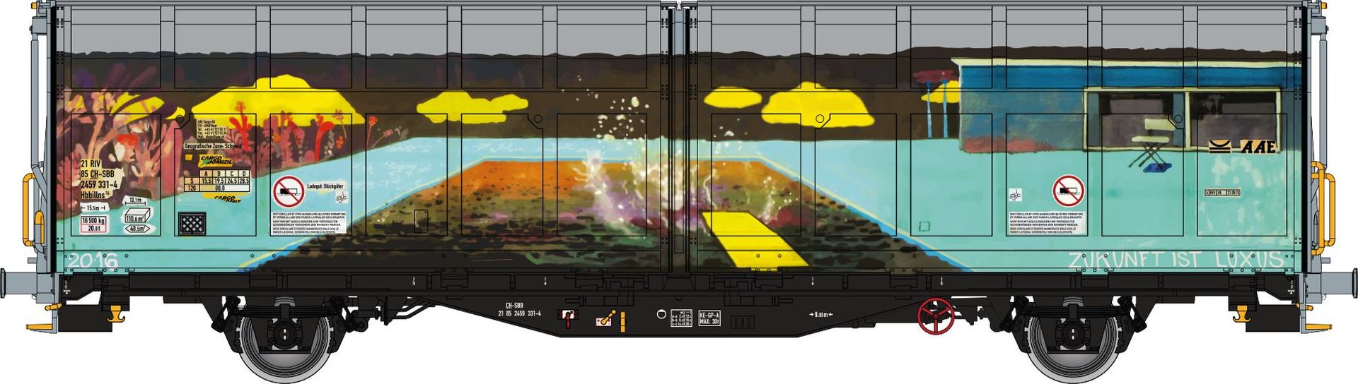 Albert Modell 245044 - Schiebewandwagen Hbbillns, CH-SBB, Ep.VI 'Graffiti beidseitig'