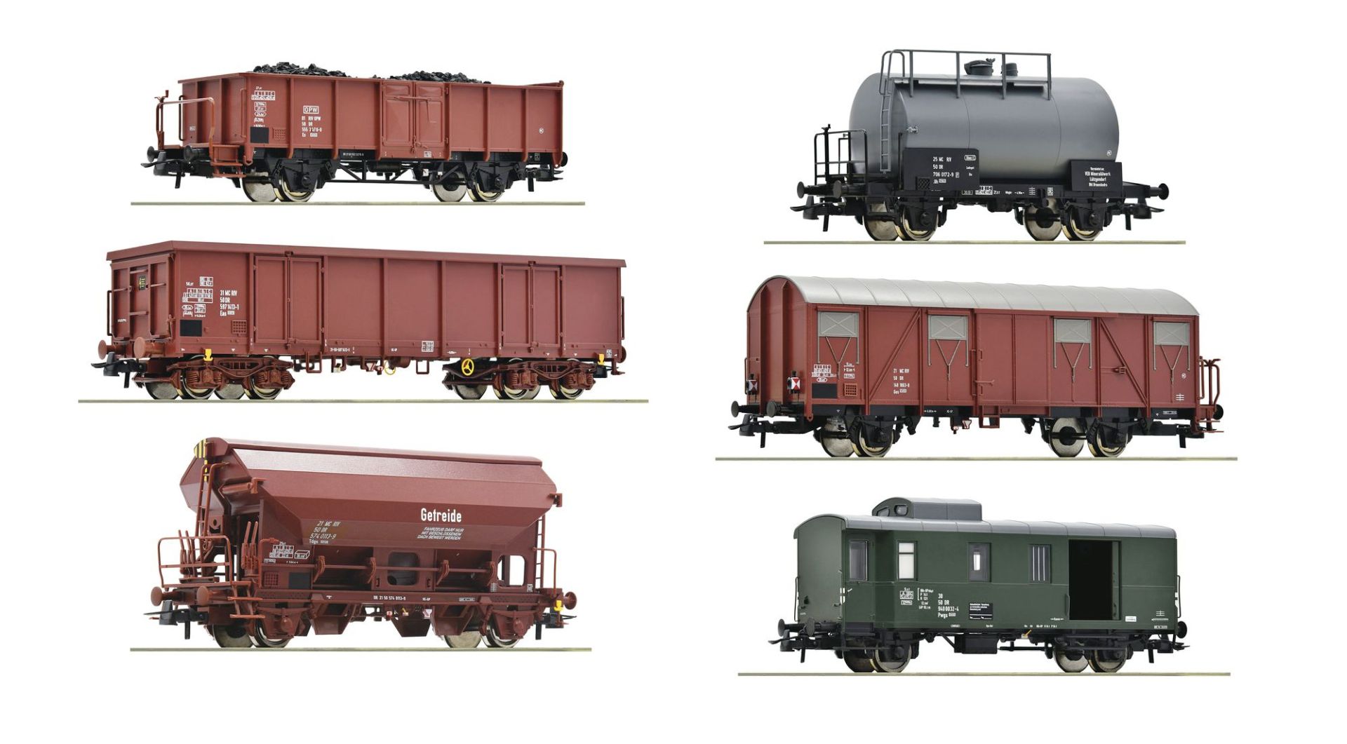 Roco 76030-A24 - 6er Set Güterwagen, DR, Ep.IV