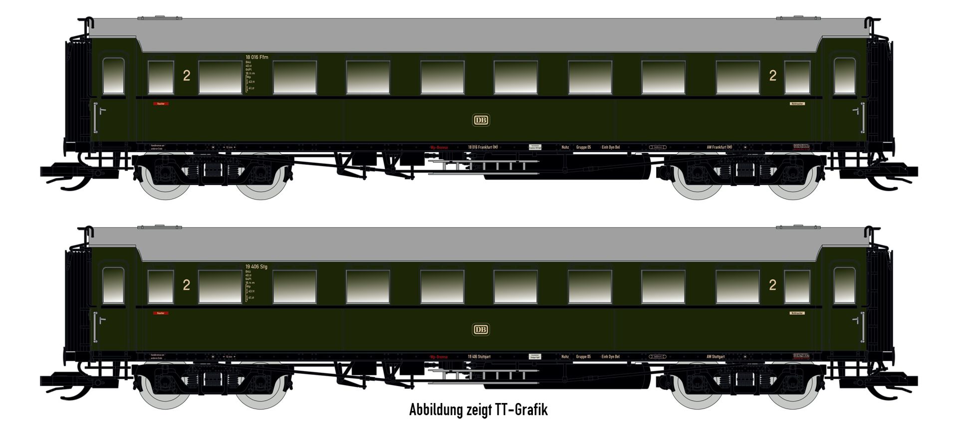 Saxonia 87187 - 2er Set Personenwagen C4üSa07, DB, Ep.III, mit Innenbeleuchtung