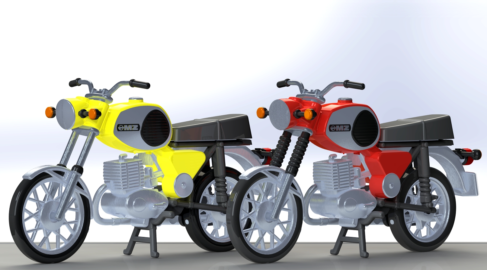 Kres 10261 - 2 Motorräder MZ TS 250, rot und gelb