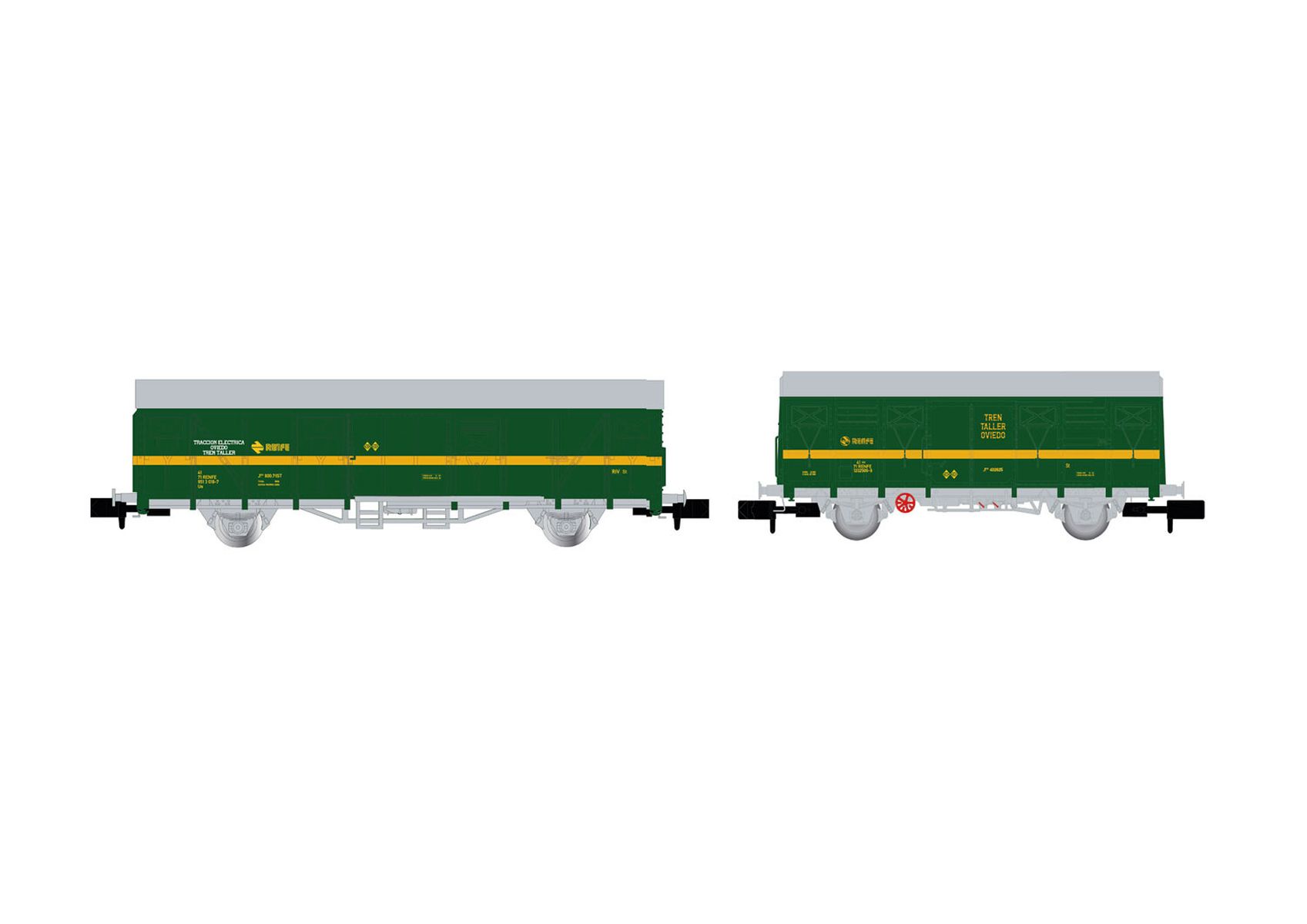 Arnold HN6577 - 2er Set gedeckte Güterwagen 'Tren Taller Oviedo', RENFE, Ep.IV-V