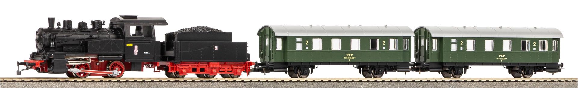 Piko 97933 - Analoges Startset mit Dampflok und Personenzug, PKP, Ep.III, A-Gleis mit Bettung