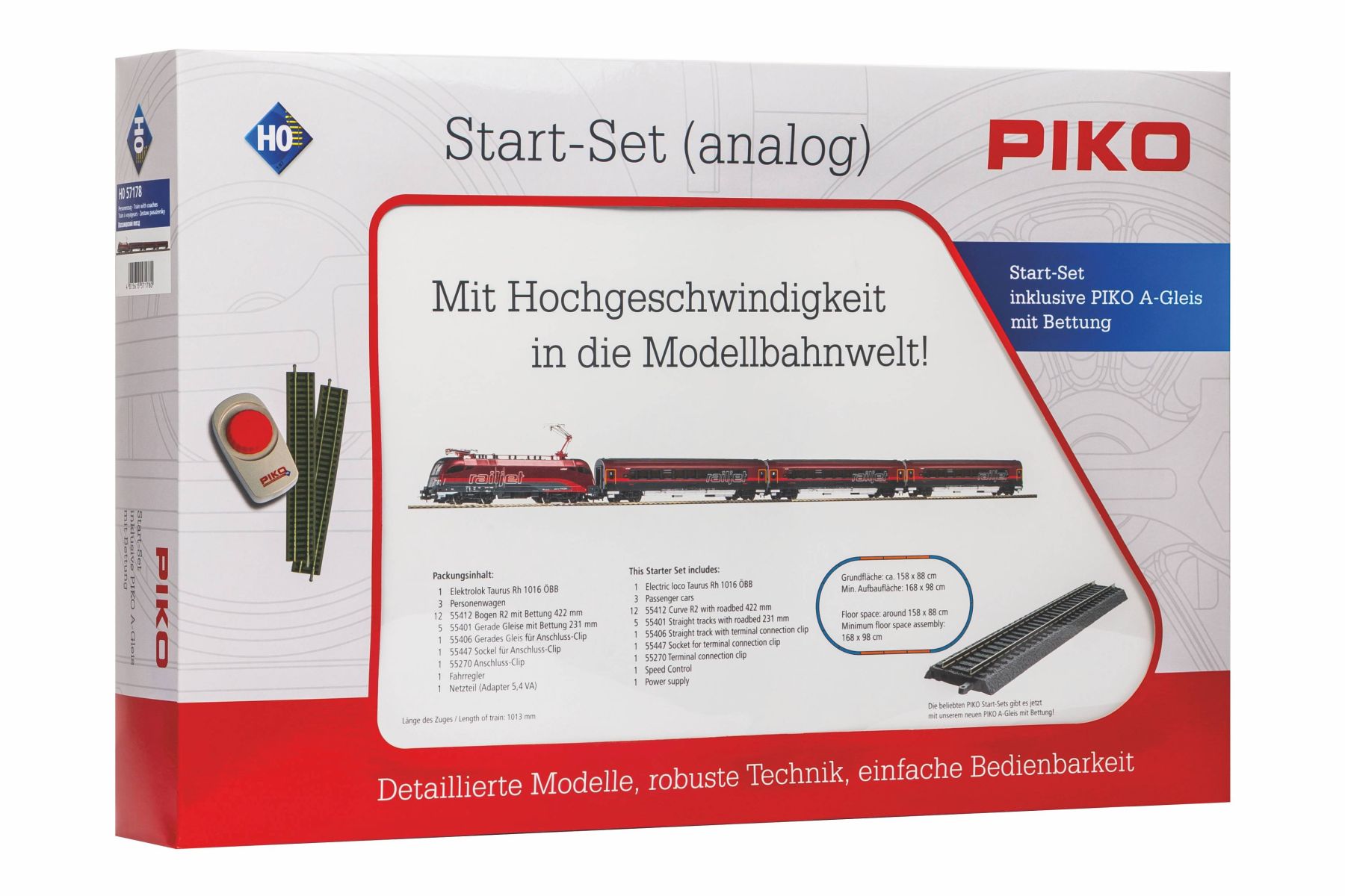 Piko 57178 - Analoges Startset mit Taurus und Personenzug, ÖBB, Ep.VI, A-Gleis mit Bettung Piko 57178 - Analoges Startset mit Taurus und Personenzug, ÖBB, Ep.VI, A-Gleis mit Bettung