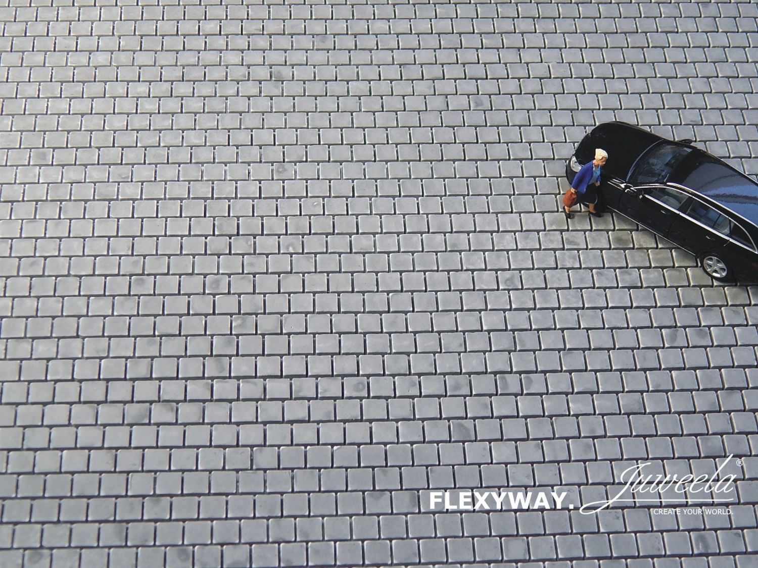 Juweela 28281 - FLEXYWAY Platten 40x40, dunkelgrau, 1 Segment, 1:87, H0 Juweela 28281 - FLEXYWAY Platten 40x40, dunkelgrau, 1 Segment, 1:87, H0