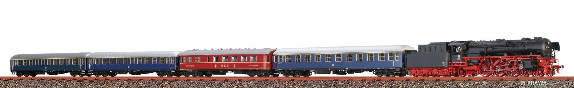 Brawa 50843 - Zugset F 3/4 Merkur mit BR 01 und Personenwagen, DB, Ep.III