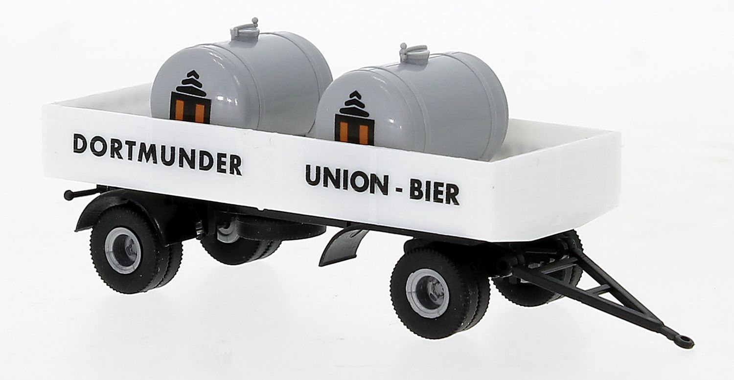 Brekina 95578 - Anhänger Pritsche mit Tanks, Dortmunder Union Bier, 1955