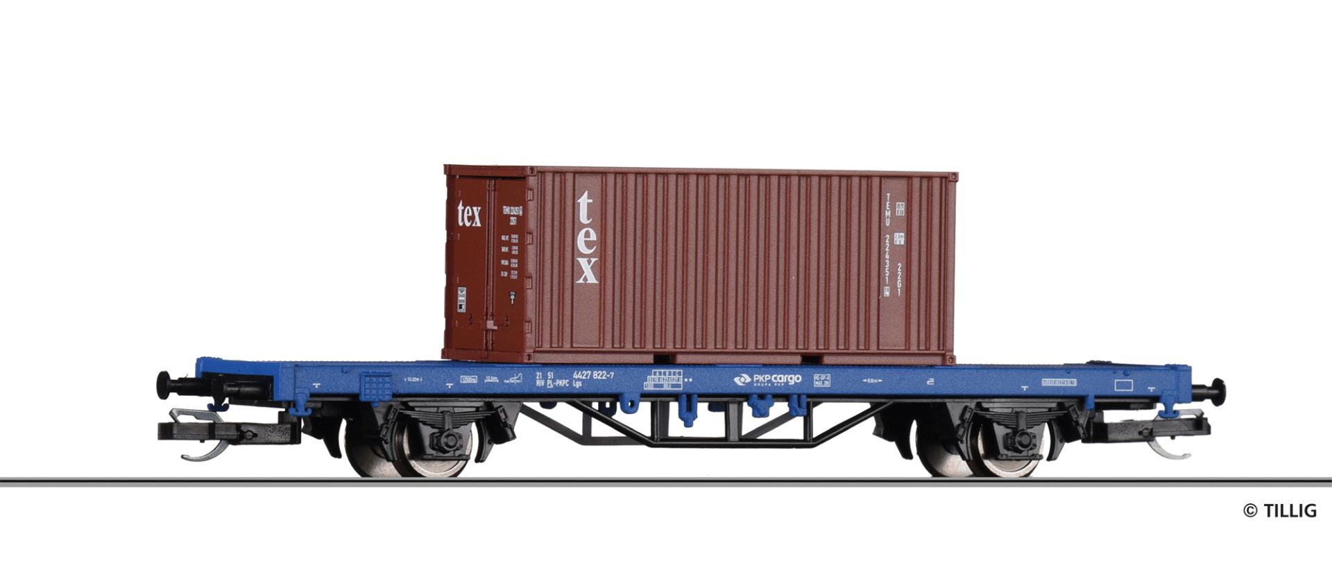 Tillig 17481 - Containertragwagen Lgs 20'-Container 'tex', PKP-Cargo, Ep.VI