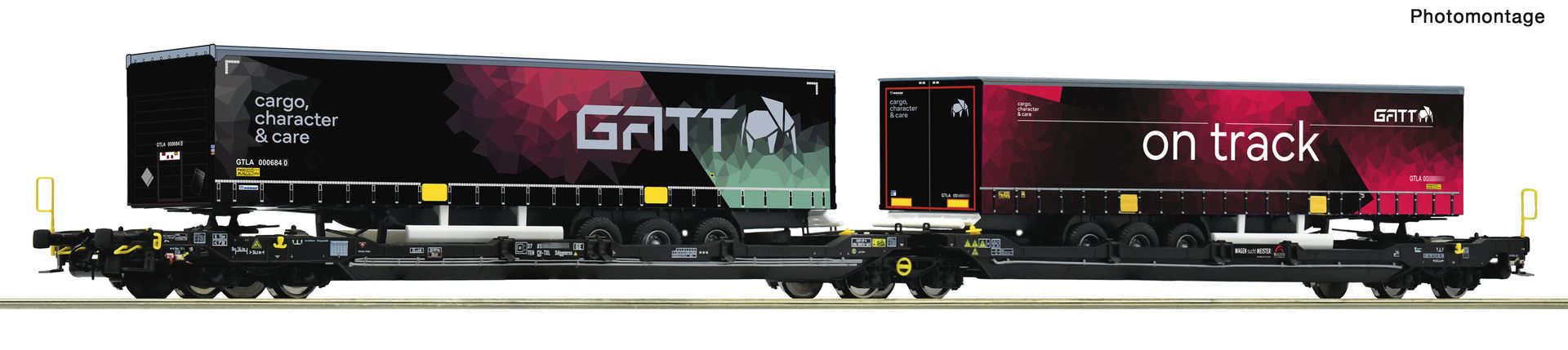 Roco 6600170 - Doppeltaschen-Gelenkwagen mit LkW-Aufliegern Sdggmrs 738/T3000e, TX-Logistik, Ep.VI