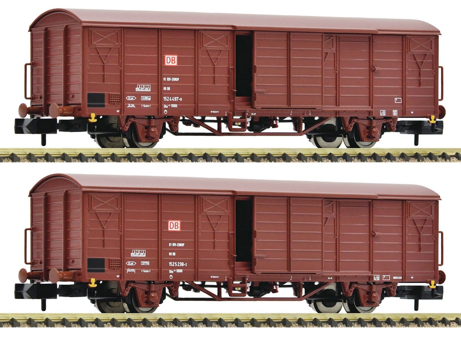 Fleischmann 826213 - 2er Set gedeckte Güterwagen Gbs 258, DBAG, Ep.V