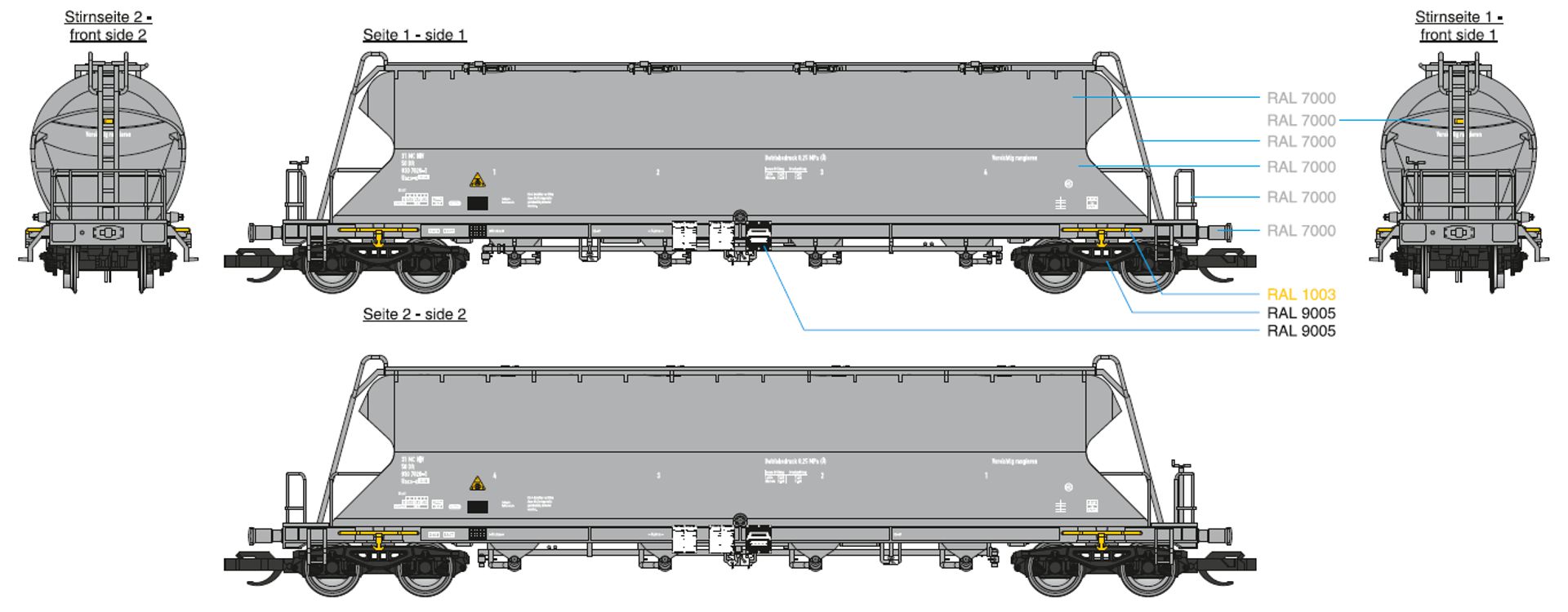 Tillig 502354 - 3er Set Kohlenstaubbehälterwagen Uacs, DR, Ep.IV Tillig 502354 - 3er Set Kohlenstaubbehälterwagen Uacs, DR, Ep.IV