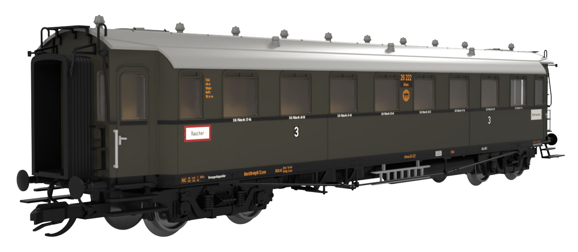 Saxonia 87179 - 2er Set Personenwagen C4üSa07, DRG, Ep.II, mit Innenbeleuchtung